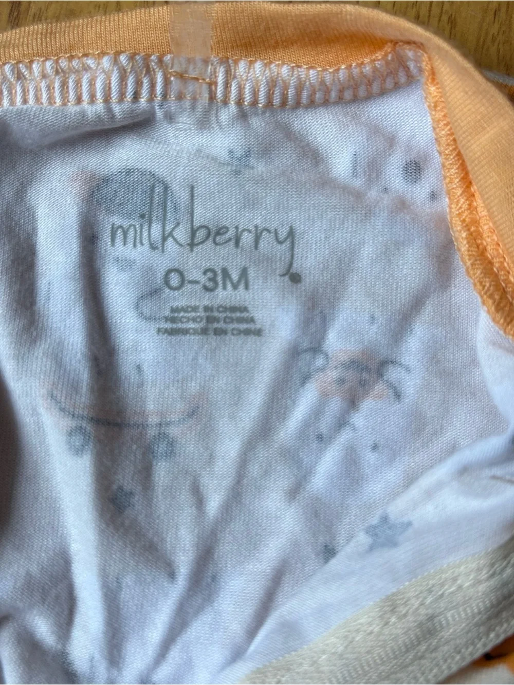 Milkberry Bamboo Cream Orange Halloween Ghosts Infant One-Piece Sleeper Sz 0-3M